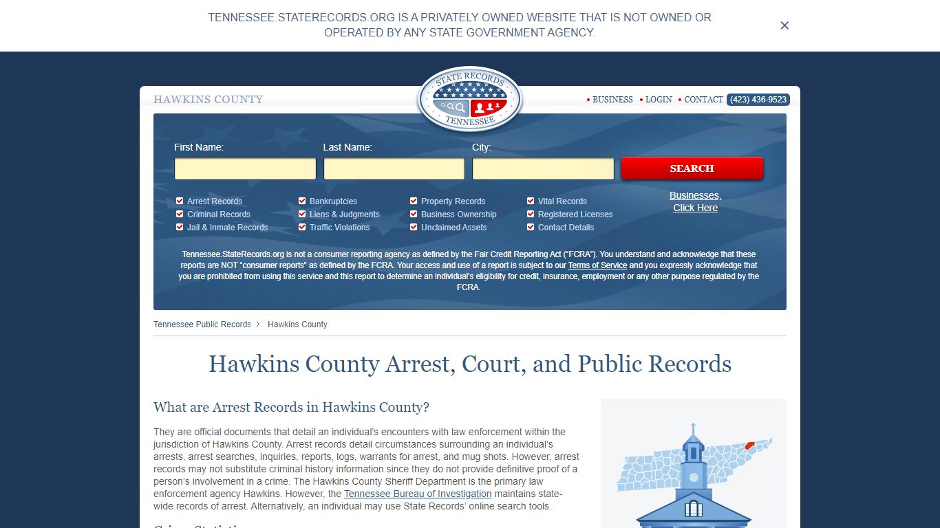 Hawkins County Arrest, Court, and Public Records