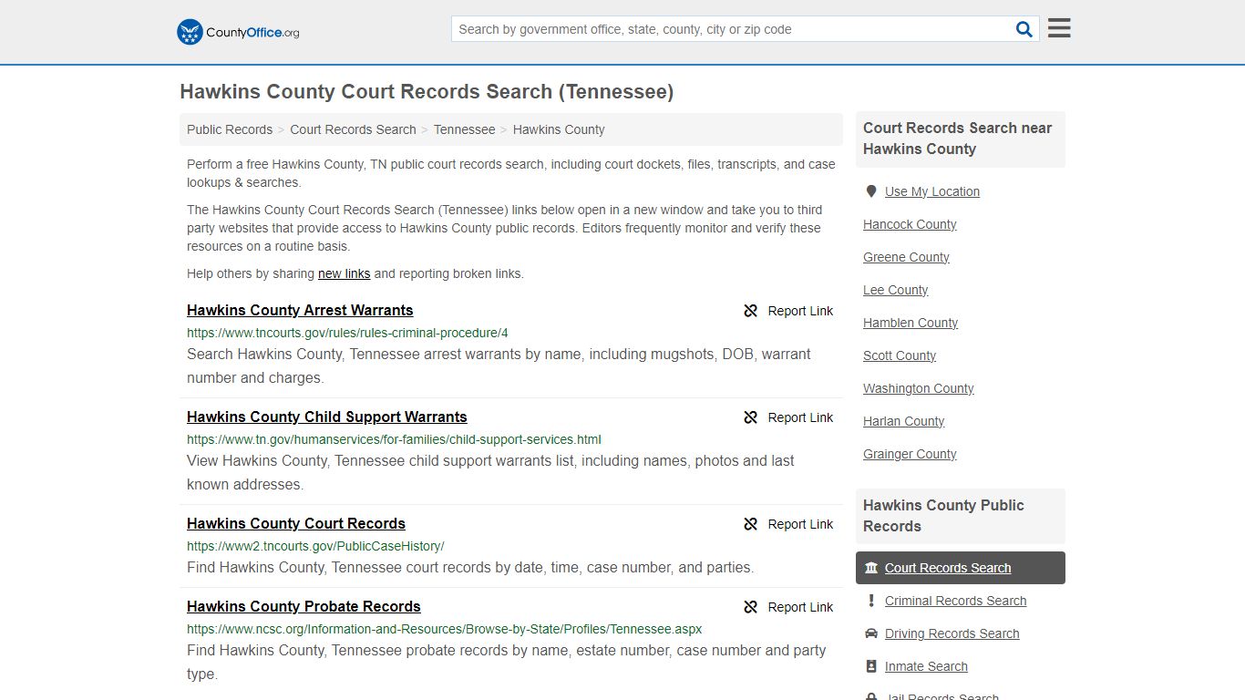 Hawkins County Court Records Search (Tennessee) - County Office
