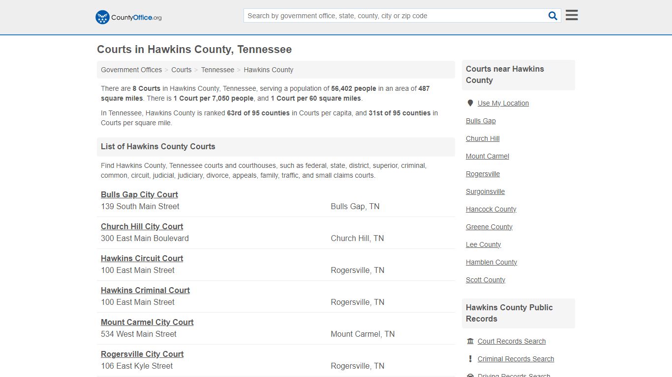 Courts - Hawkins County, TN (Court Records & Calendars)